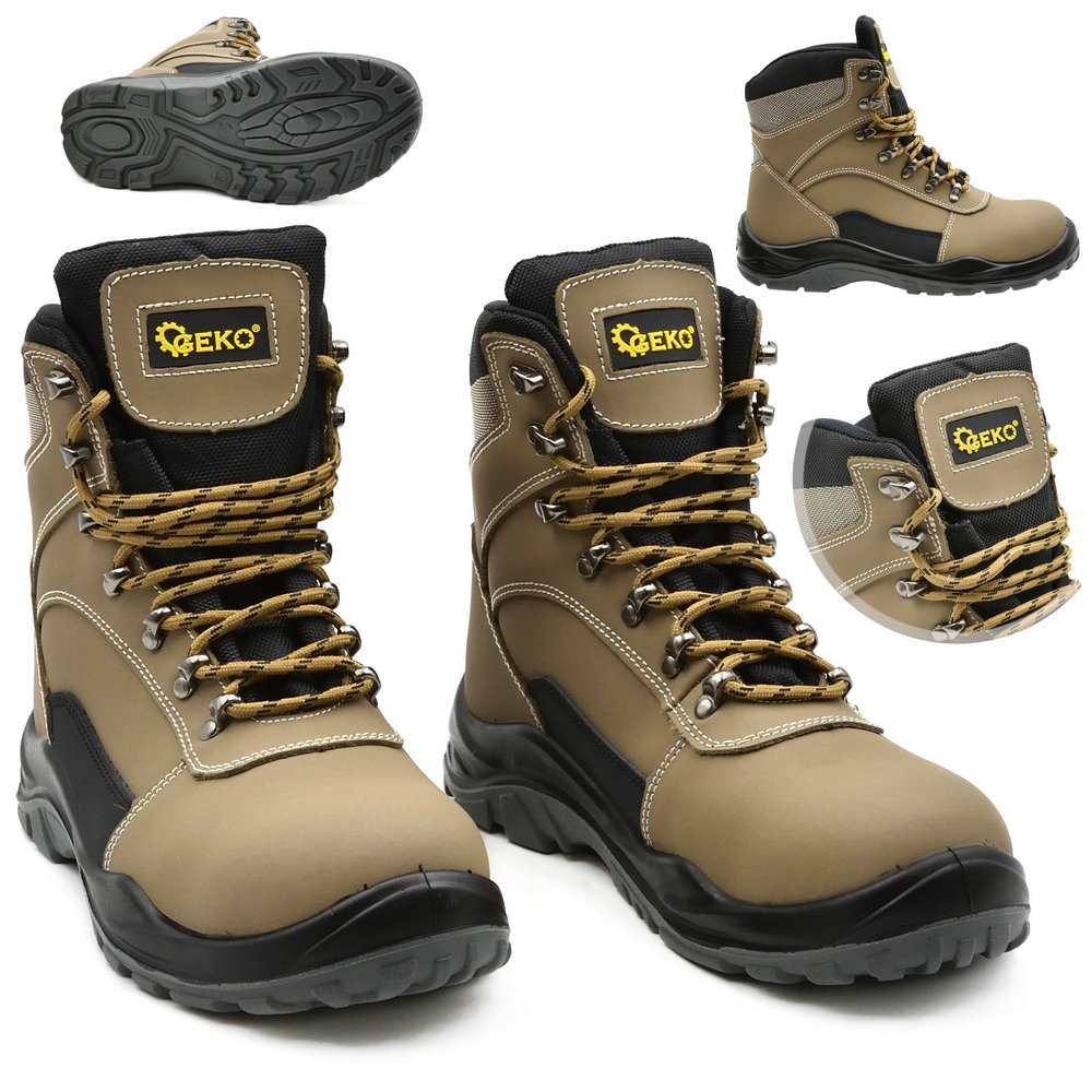 BUTY ROBOCZE OCHRONNE SKÓRZANE NUBUK GEKO G90542-40 ROZMIAR 40 WYSOKIE PREMIUM