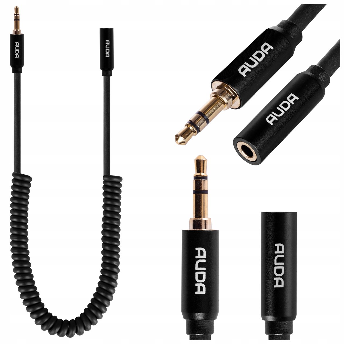 AUDA KABEL PRZEDŁUŻACZ SPIRALNY MINI JACK 3,5MM