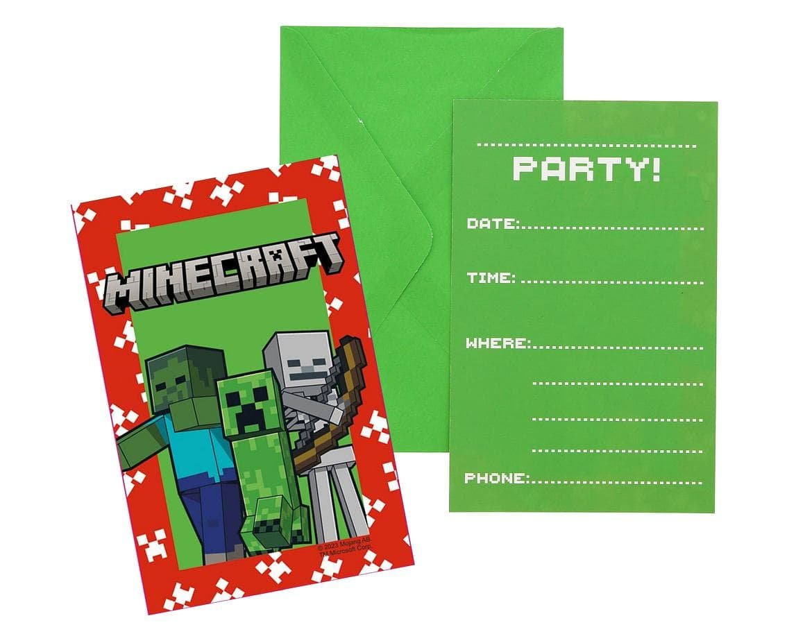 Zaproszenia urodzinowe Minecraft, 6 szt.