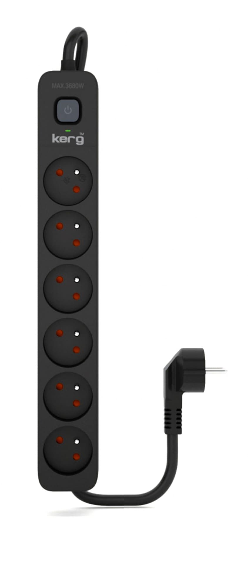 Urządz. zas.-zabezpiecz. KERG z wyłącznikiem-6 gniazd-czarny-3m-16A-H05VV-F-3x1,5mm2