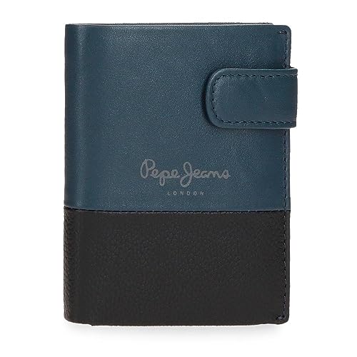 Pepe Jeans Dual Portfel Pionowy z zamknięciem kliknij niebieski 8.5x10,5x1 cms Skóra, niebieski, Talla única, Portfolio pionowe z zamknięciem kliknięcia