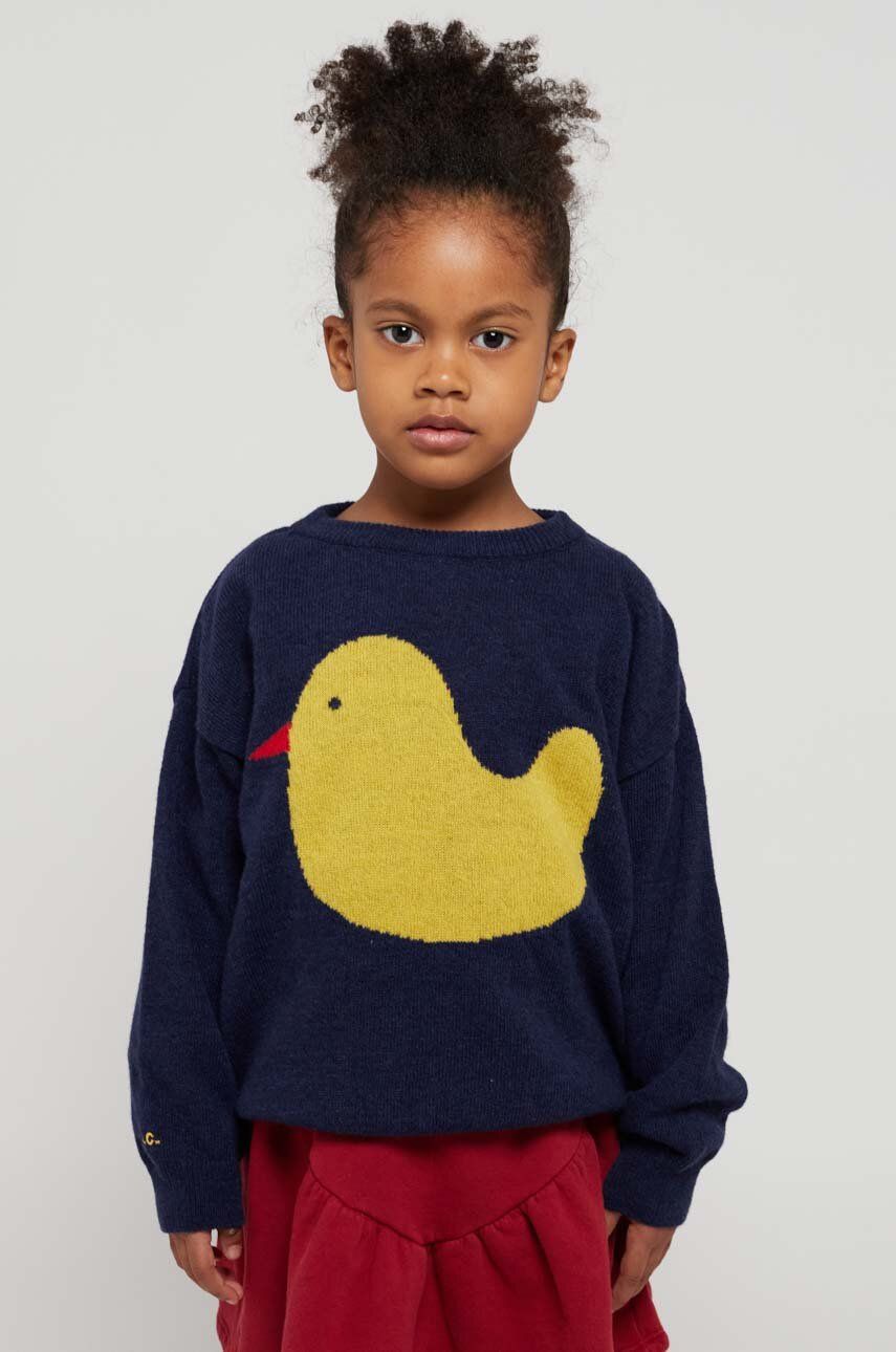Bobo Choses sweter wełniany dziecięcy kolor granatowy