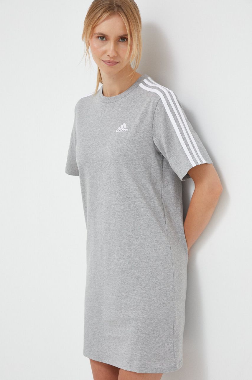 adidas sukienka bawełniana kolor szary mini oversize