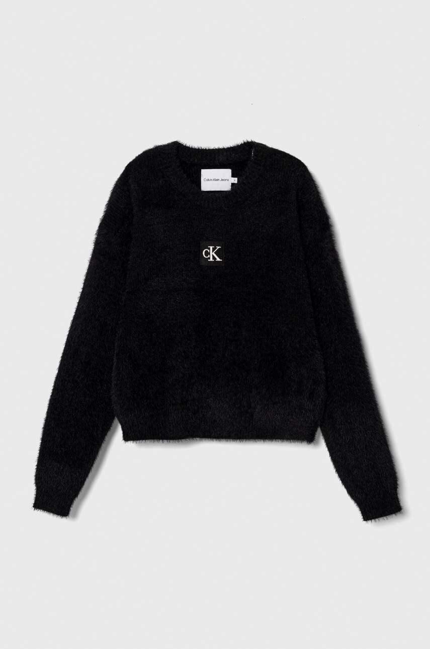 Calvin Klein Jeans sweter dziecięcy kolor czarny