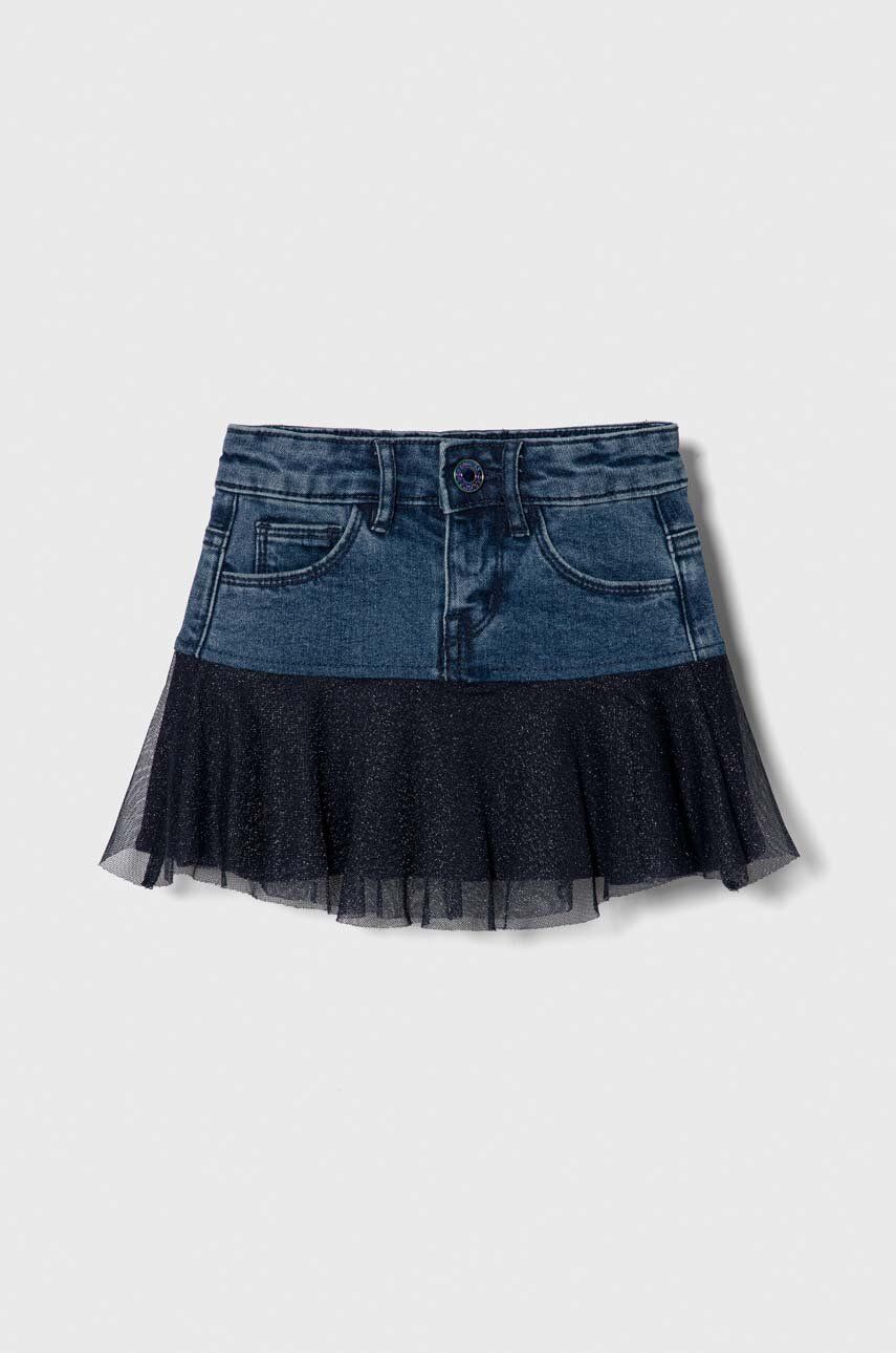 Desigual spódnica jeansowa kolor niebieski mini prosta
