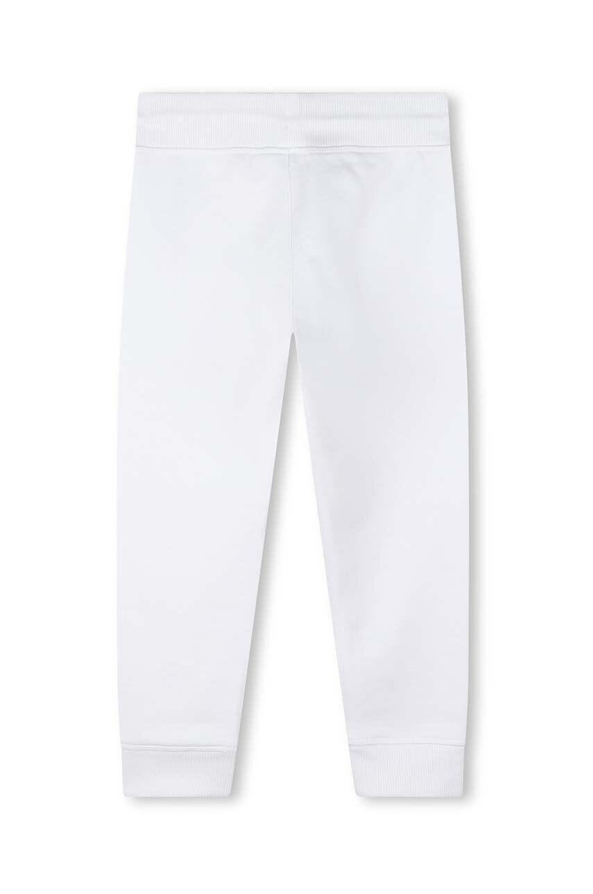 HUGO spodnie dresowe bawełniane dziecięce kolor biały z nadrukiem - Hugo