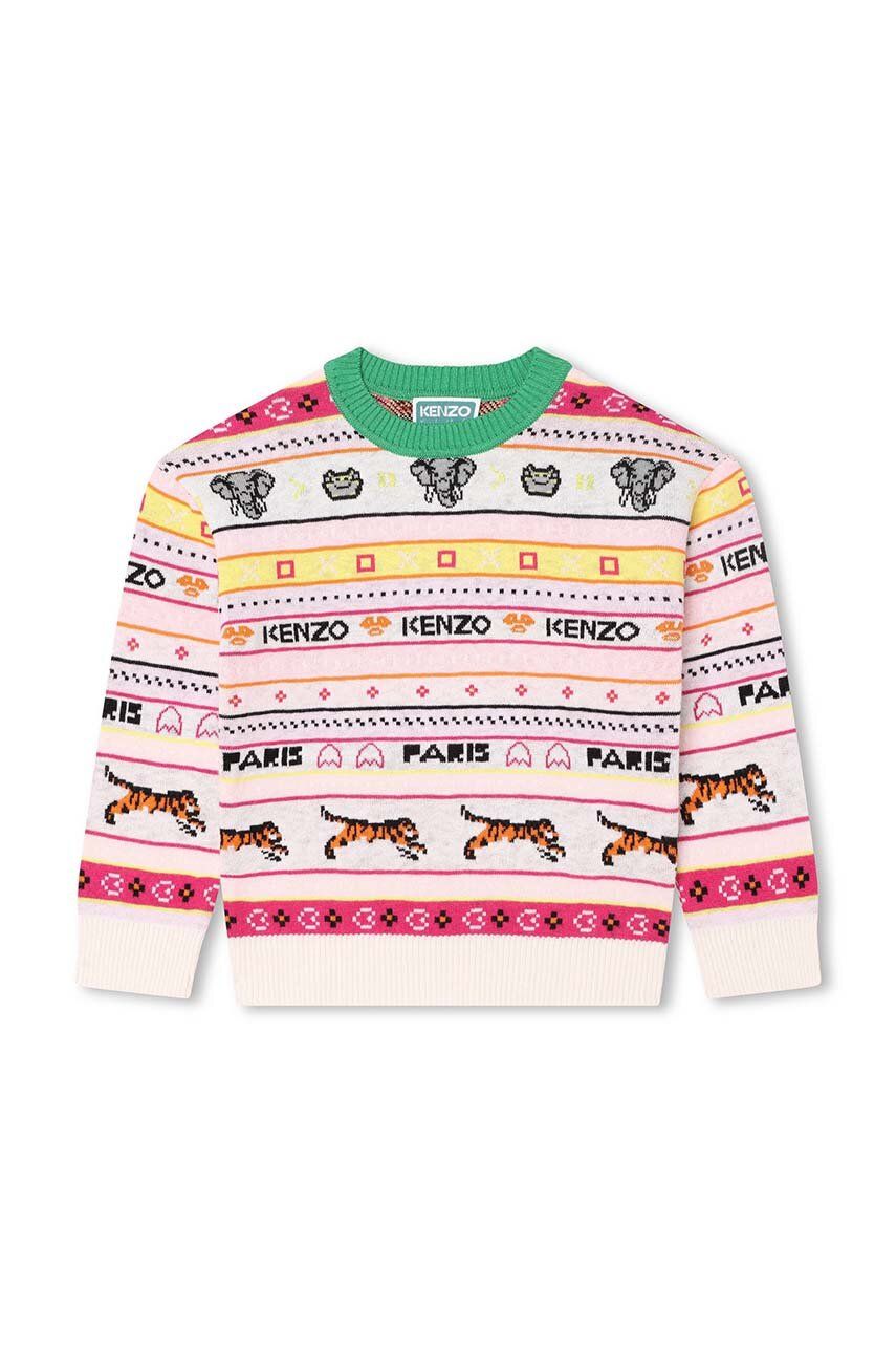 Kenzo Kids sweter z domieszką wełny dziecięcy kolor beżowy - Kenzo kids