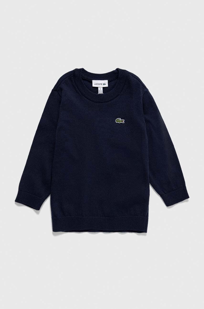 Lacoste sweter z domieszką wełny dziecięcy kolor granatowy lekki