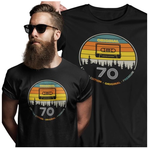 Koszulka na 70 urodziny na SIEDEMDZIESIĄTKĘ Original 70 premium edition kolor czarny