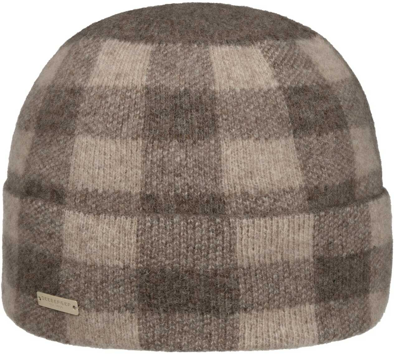 Czapka z Sukna Welnianego Wool Check by Seeberger, beżowy, One Size