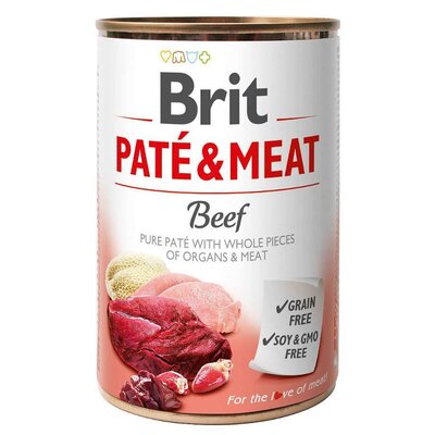 Brit Pate & Meat Dog Beef WOŁOWINA 400g  od 95zł +DO 3% ZWROTU W PROGRAMIE LOJALNOŚCIOWYM PATE-400-BEEF