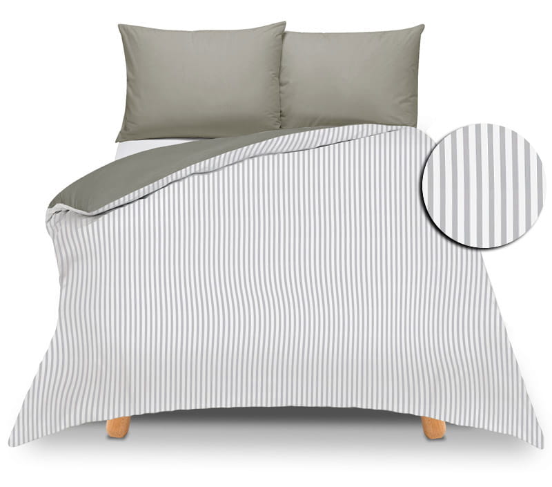 Pościel dwustronna 160x200 Duale paski-szara z torbą