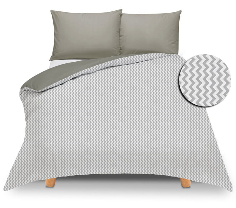 Pościel dwustronna 140x200 Duale zygzak-szara z torbą