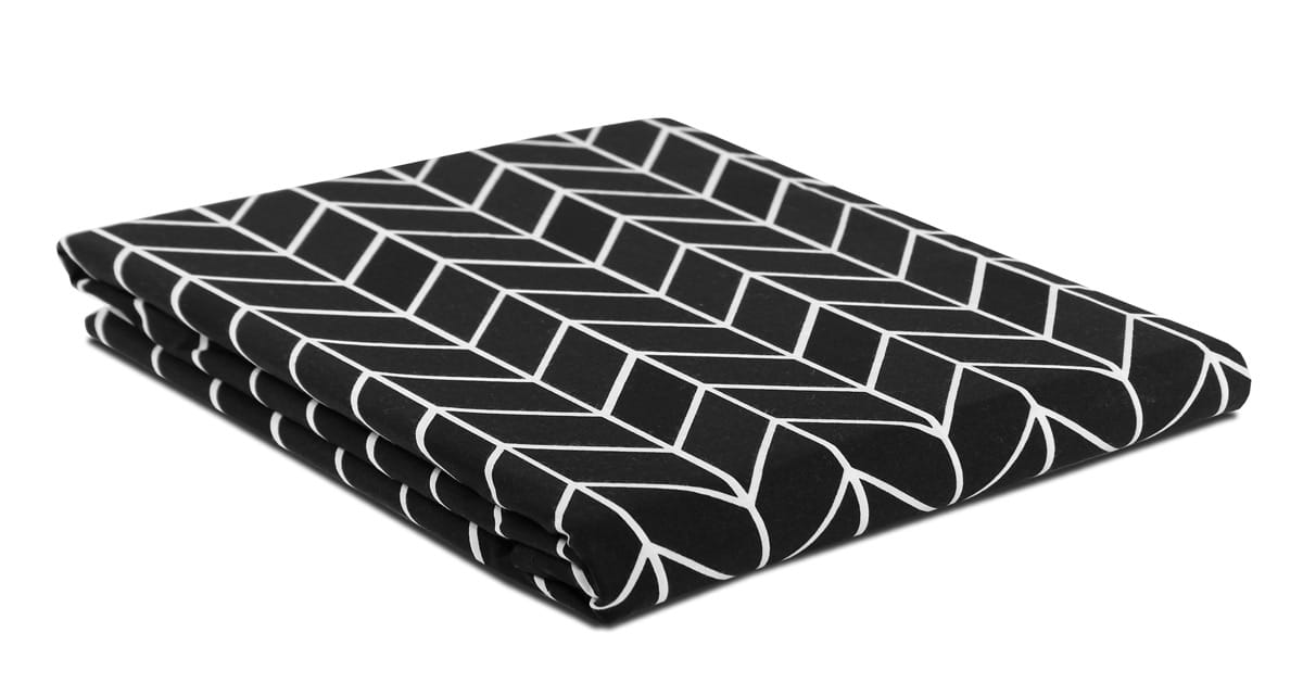 Prześcieradło bawełna 160x210 bez gumki Geometric Black