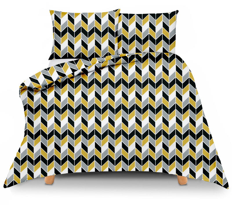 Pościel bawełniana 160x200 Geometric Yellow z torbą