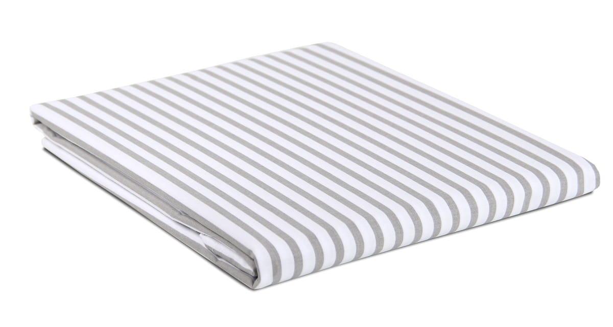 Prześcieradło bawełna 80x160 bez gumki paski szaro-białe