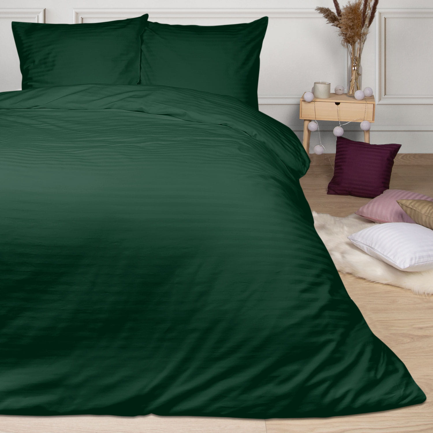 Pościel satynowa 220x200 Vivario Dark Green Darymex