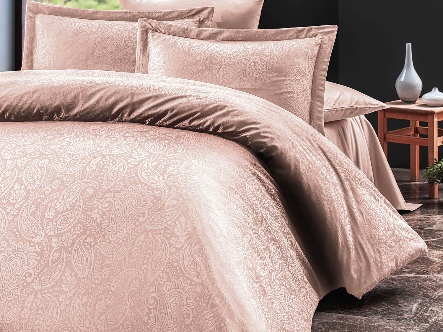 Pościel satynowa 160x200 Sal Light Pink Luxury Premium Darymex
