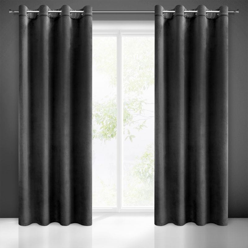Zasłona welwet Melanie 140x250 Czarna Eurofirany
