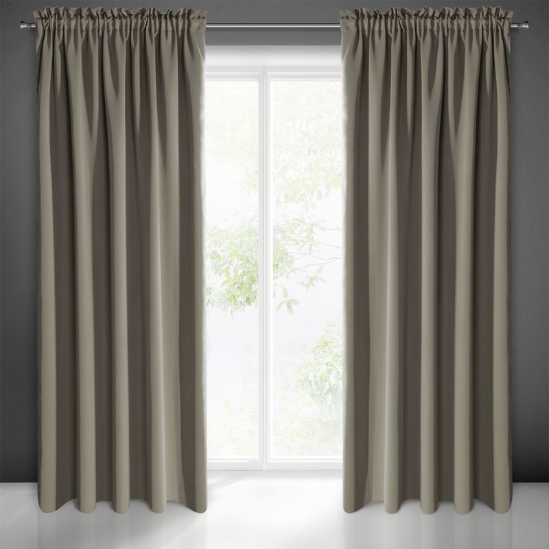 Zasłona Logan na taśmie 135x270 Ciemnobeżowa Eurofirany