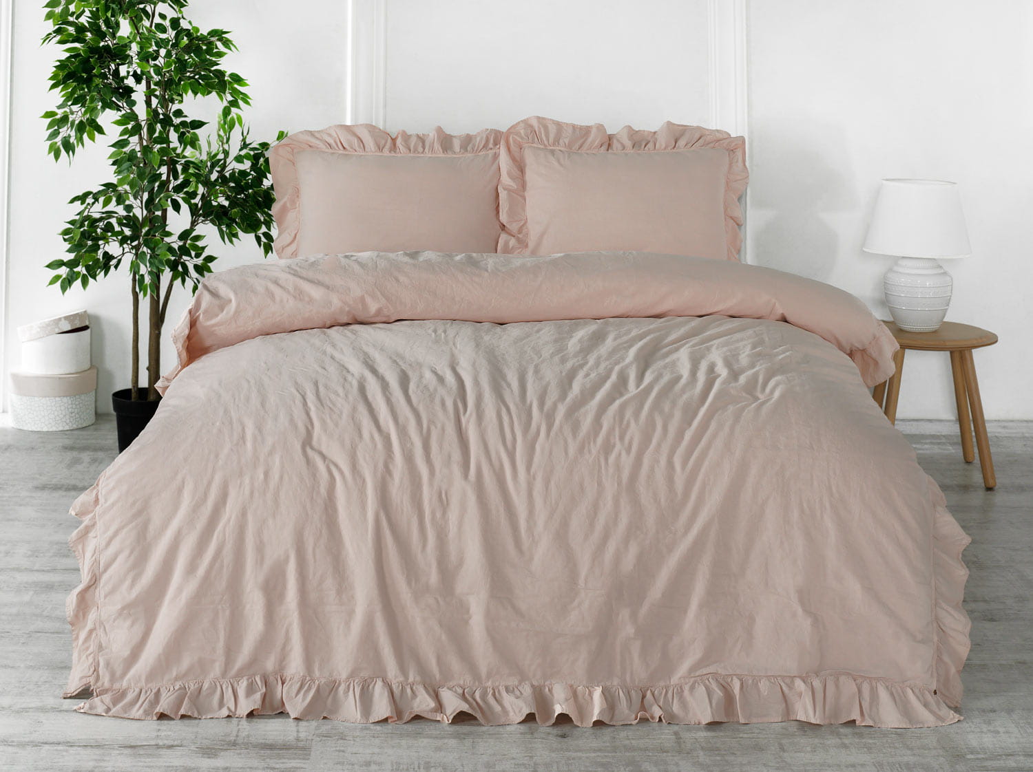 Pościel bawełniana 160x200 z falbanami Camello Roses Darymex