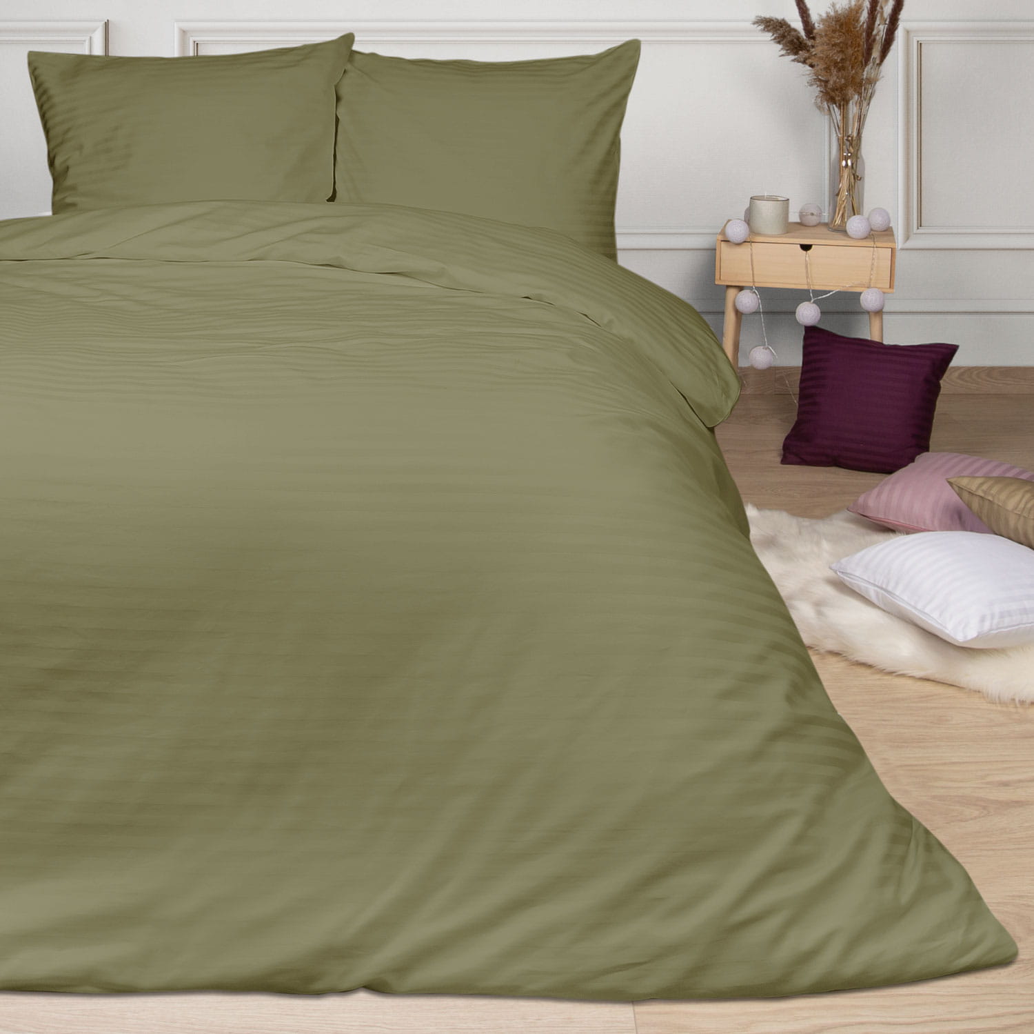 Pościel satynowa 180x200 Vivario Olive Green Darymex