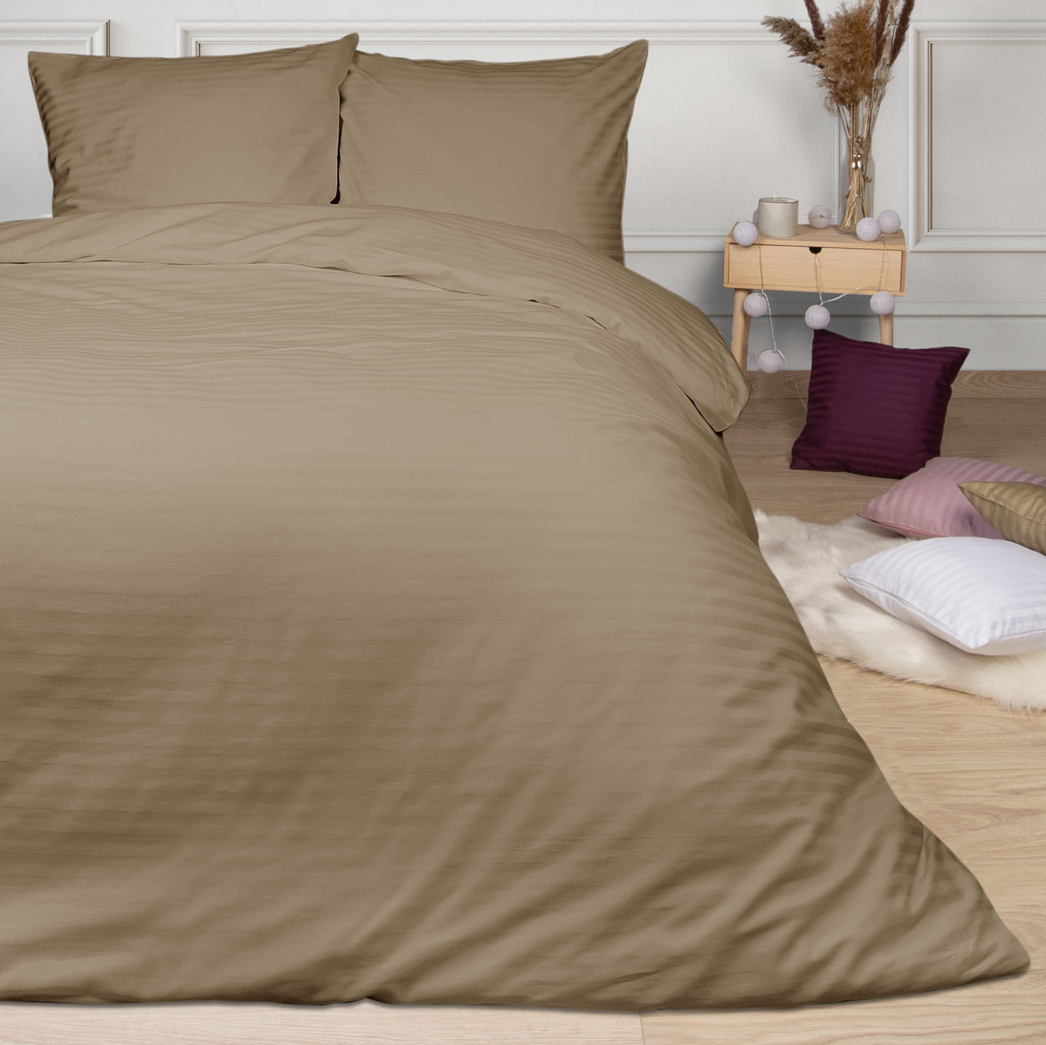 Pościel satynowa 160x200 Vivario Light Brown Darymex