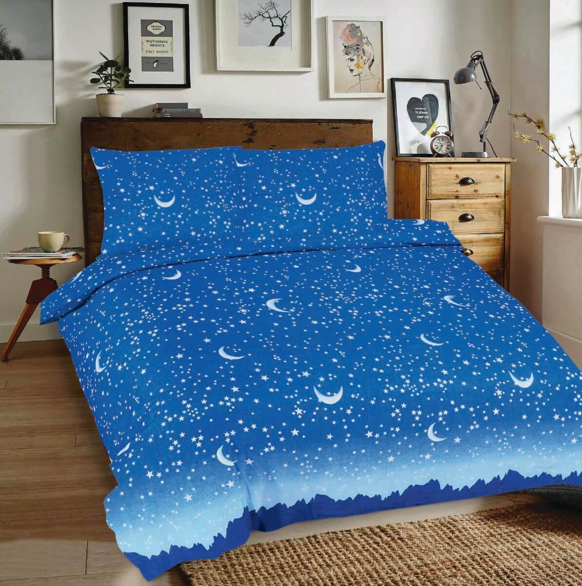 Pościel 160x200 niebieska noc Universal 02 bawełniana Matex