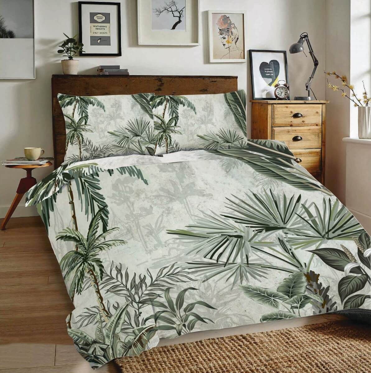 Zielona pościel 220x200 w palmy Universal 10 bawełniana Matex