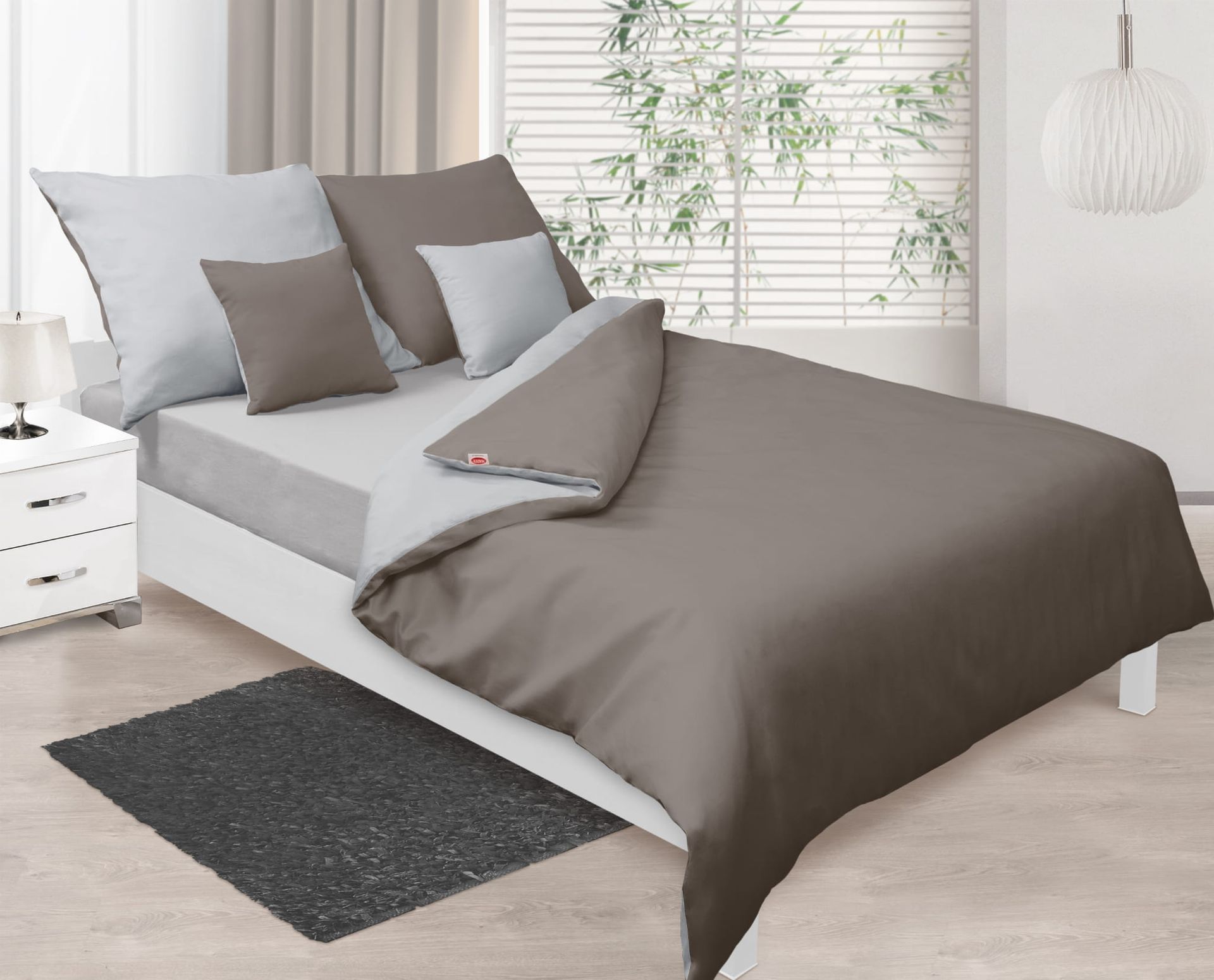 Pościel dwustronna 220x200 satynowa Double Face ciemnoszara + jasnoszara Matex