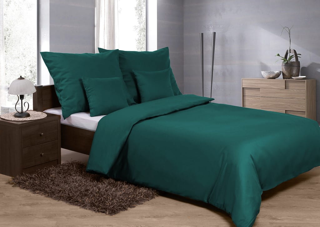 Pościel 5 el. satynowa 220x200 Gold ciemnozielona Matex