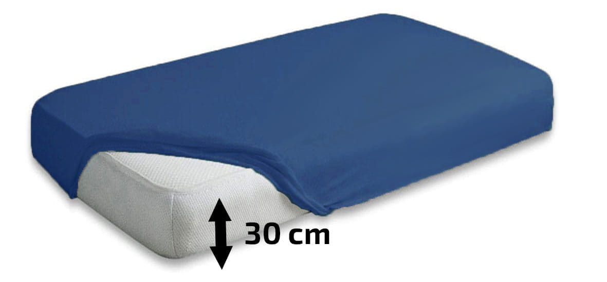 Wysokie prześcieradło Jersey 180x200x30 Premium z gumką granatowe Matex