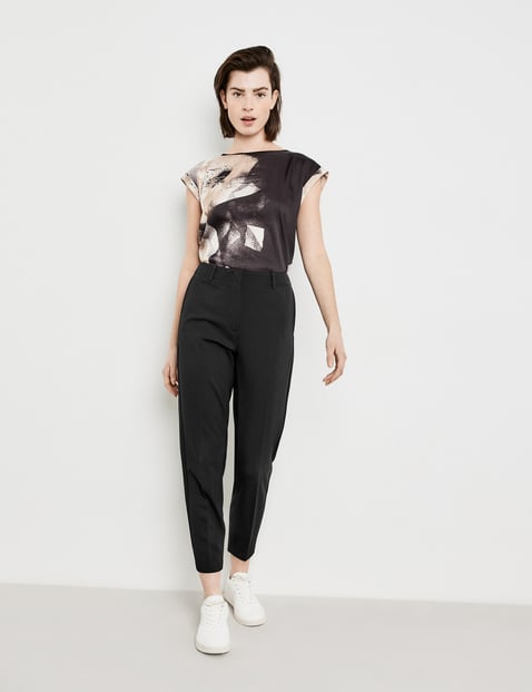 TAIFUN Eleganckie spodnie o dł. 7/8 Slim Czarny 48/XL