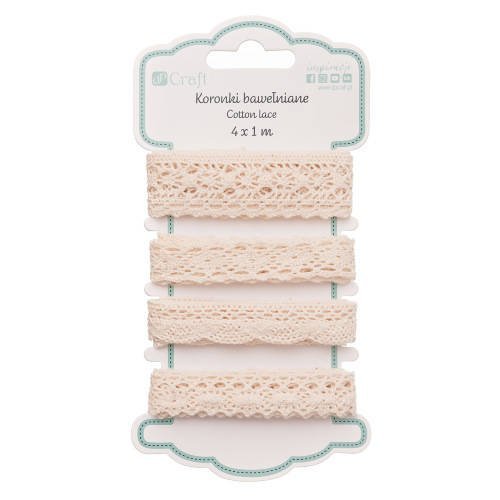 Koronka bawełniana, kremowa, 4 x 1 m