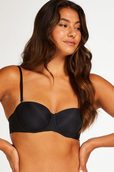 Hunkemöller Usztywniany biustonosz z fiszbinami Jane bez ramiączek Czarny