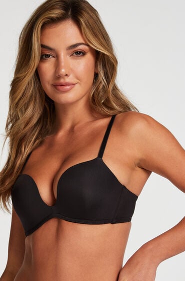 Hunkemöller Usztywniony biustonosz push-up z fiszbinami Deep-V Czarny