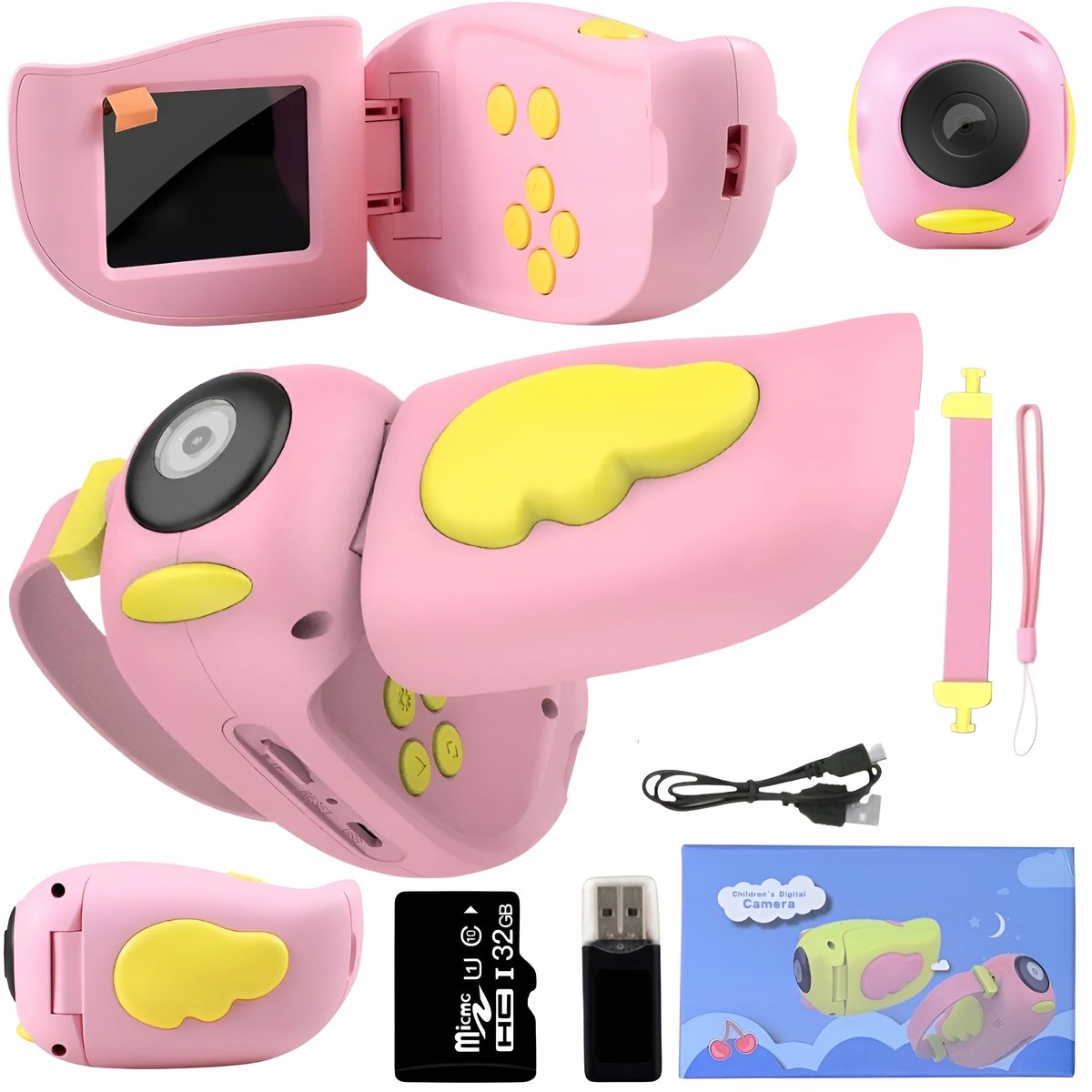 ZeeTech Aparat Dla Dzieci Kamera Zabawka Ptaszek różowy 40Mpx +Karta 32Gb