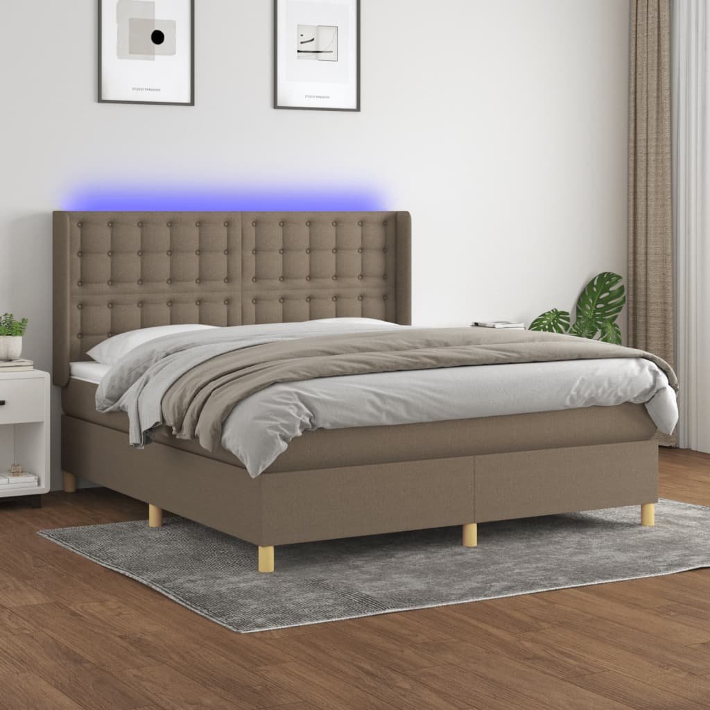 Lumarko Łóżko kontynentalne z materacem, taupe, 180x200 cm, tkanina