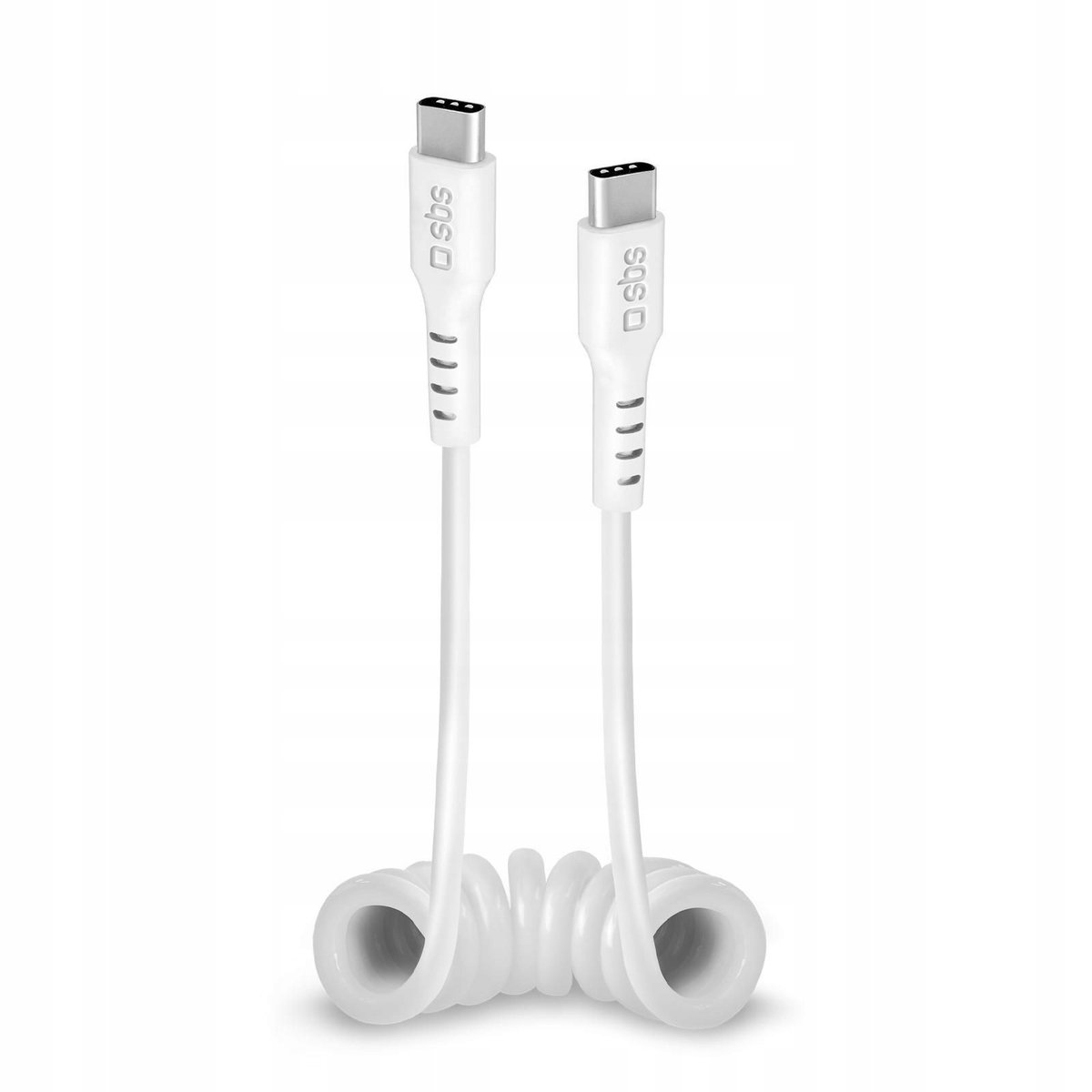 SBS USB-C - USB-C, 1m, sprężynka, biały |