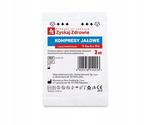 Zyskaj Zdrowie, Kompresy Gazowe Jałowe 17n. 5x5cm