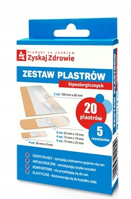 ZYSKAJ ZDROWIE SP. Z O.O. ZYSKAJ ZDROWIE SP Z O.O ZYSKAJ ZDROWIE Zestaw plastrów hipoalergicznych 20 plastrów 9083382