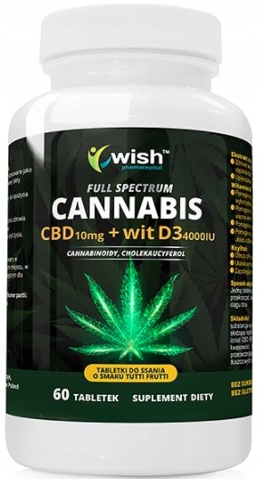 Wish, Cbd 10 Mg + Witamina D3 4000, 60 Tab.