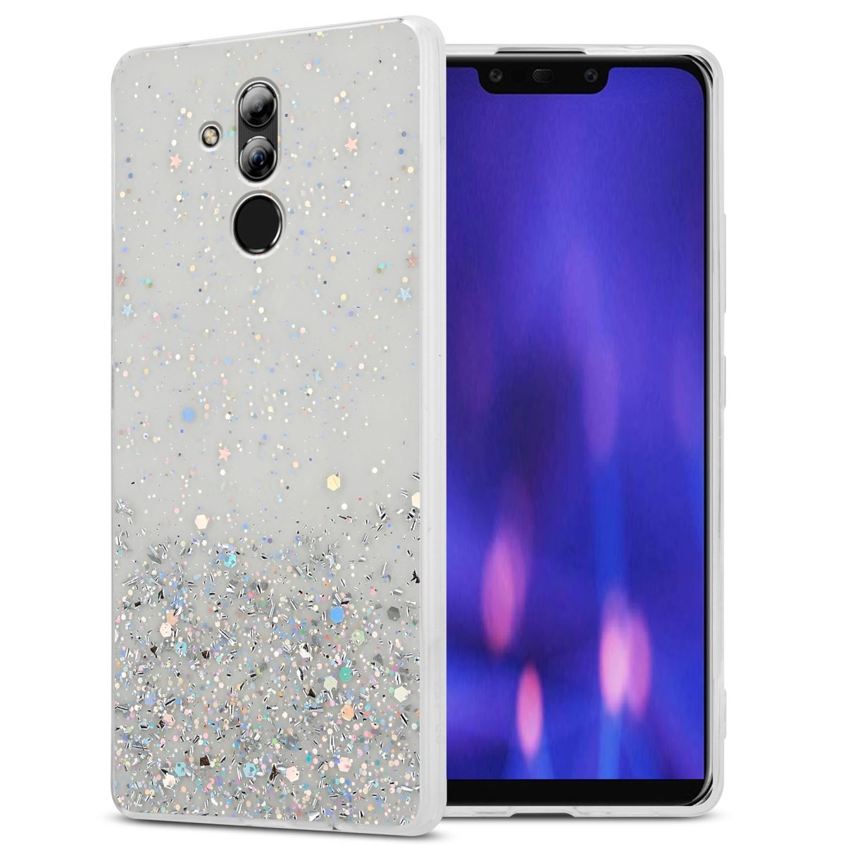 Pokrowiec Do Huawei MATE 20 LITE Etui w Przezroczysty z Brokatem Glitter Obudowa Case Cover TPU Cadorabo