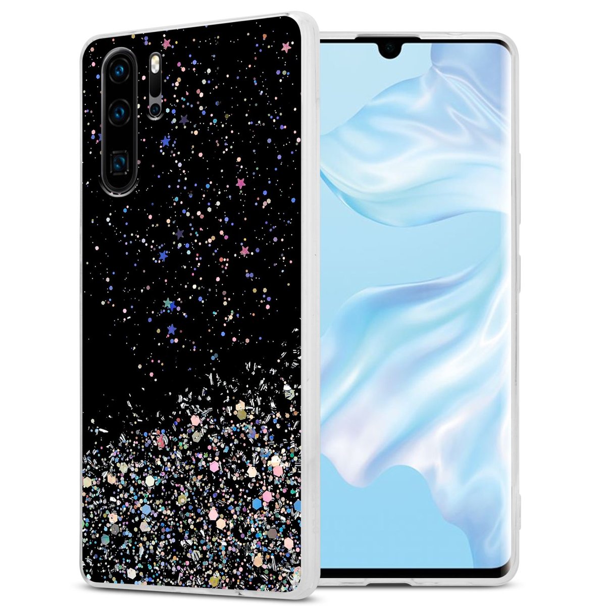 Pokrowiec Do Huawei P30 PRO Etui w Czarny z Brokatem Glitter Obudowa Case Cover TPU Cadorabo