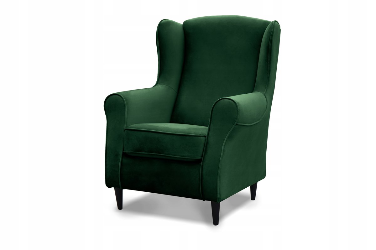 Fotel uszak PRINCE tradycyjny velvet z lamówką