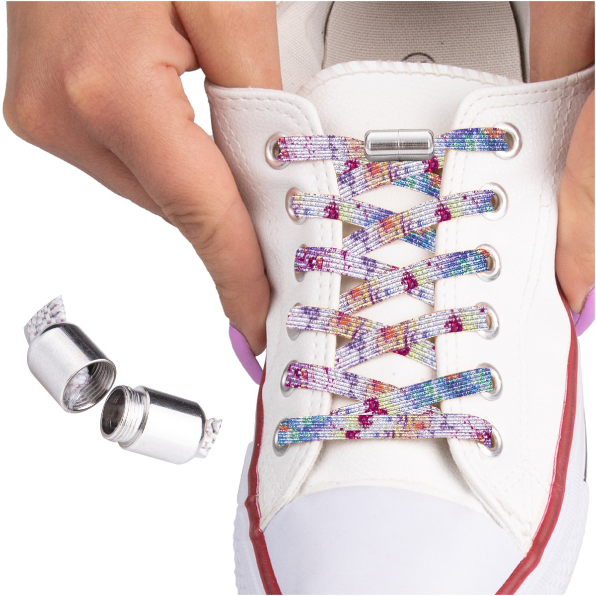 SULPO Sznurówki bez wiązania dla dzieci dorosłych tęcza