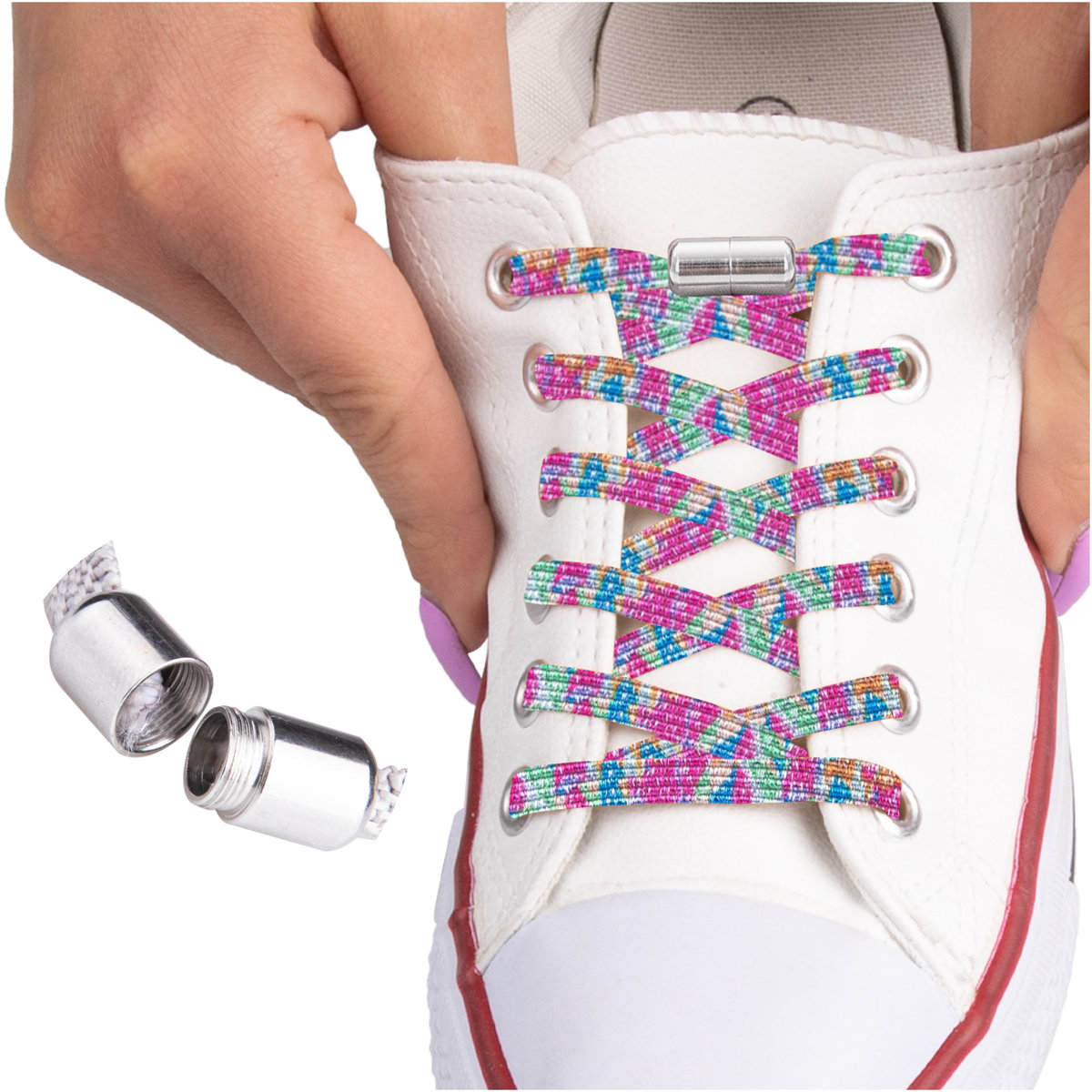 SULPO Elastyczne sznurowadła sznurówki brokatowa tęcza