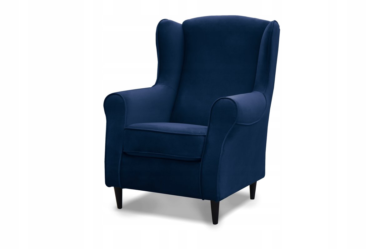 Fotel uszak PRINCE tradycyjny velvet z lamówką