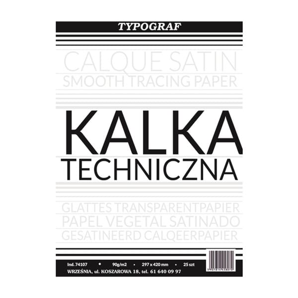 Kalka techniczna A3/90g TYPOGRAF 25ark. /74107/