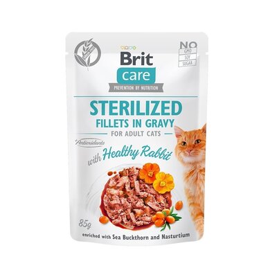 Brit Care Cat Fillets in gravy Sterilised 85 g filety królika w sosie dla kastrowanych
